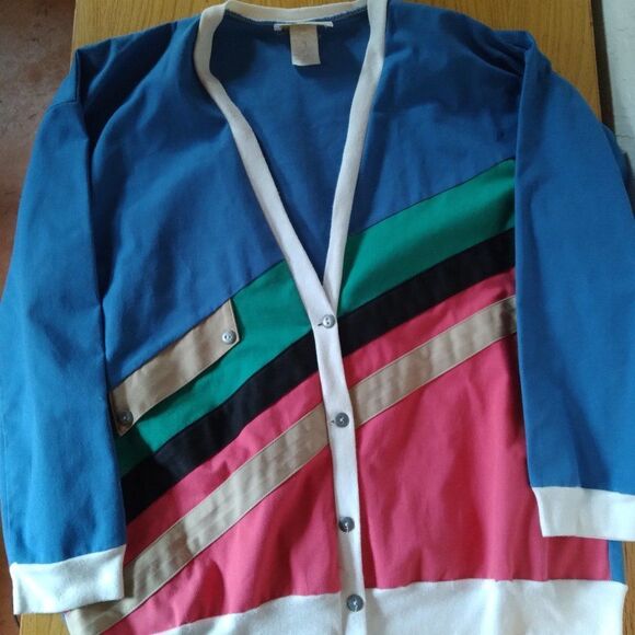 Donnkenny Sweaters - Vintage Donnkenny Color Block Cardigan Sweater